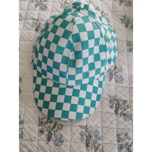 Juncture Aqua White Check Adjustable Baseball Cap One Size
